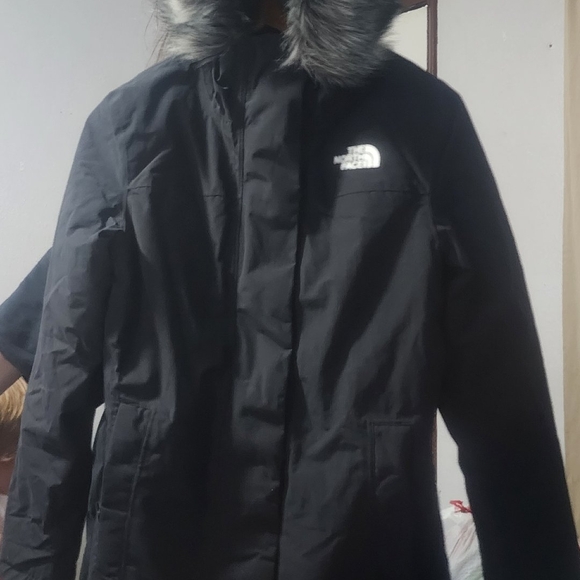 The North Face Women's Black Ski Jacket with Faux Fur Hood